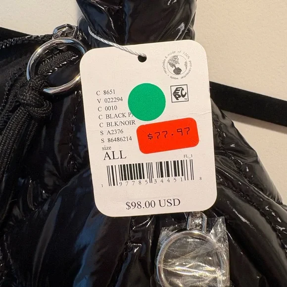 Free People Carryall Tote Bag - black shiny! - Picture 2 of 6